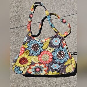 Retired Vera Bradley Flower Shower yellow blue brown quilted handbag purse